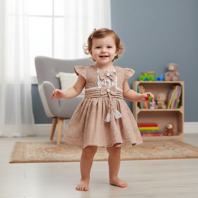 ​Girls Brown Designer Party Wear Dress