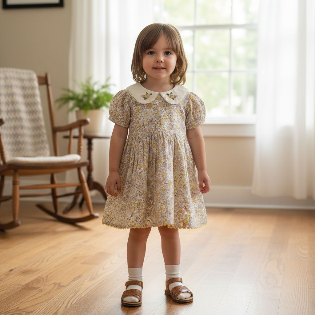 yellow floral frock is designed