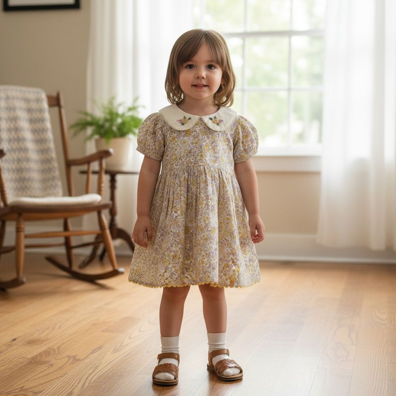 yellow floral frock is designed