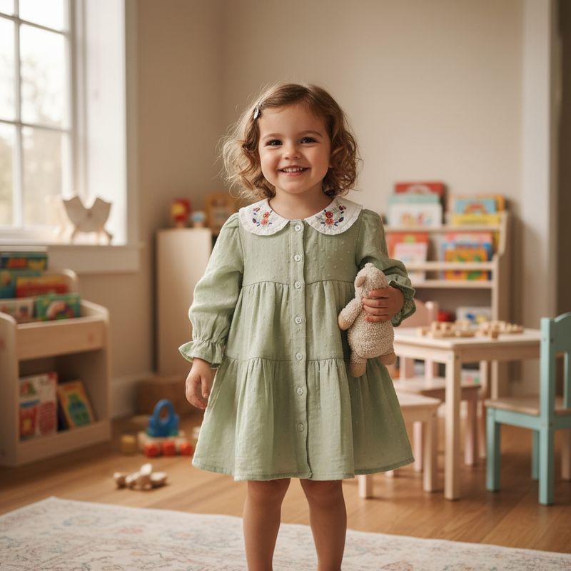elegant sage green cotton frock