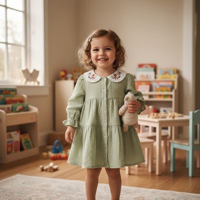 elegant sage green cotton frock
