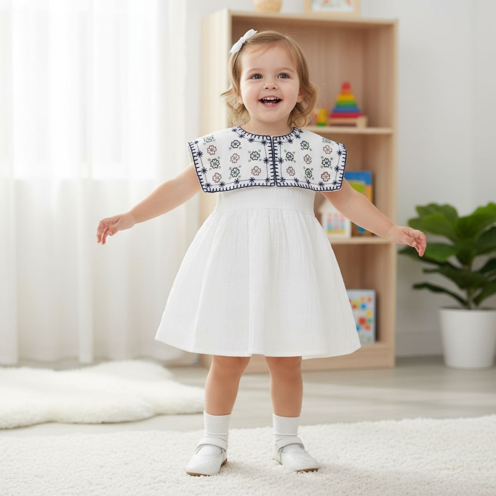 charming white embroidered frock