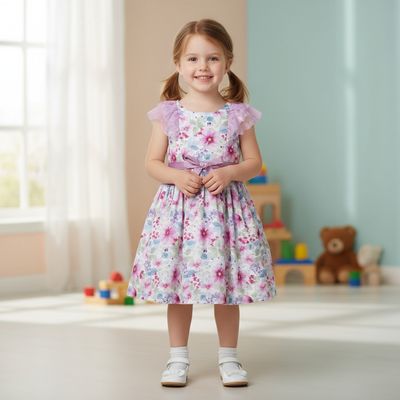 Floral Printed Cotton Frock for Baby Girls
