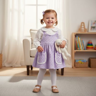 Lavender Cotton Dungaree Dress