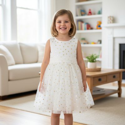 White &amp; Gold heart Polka Party