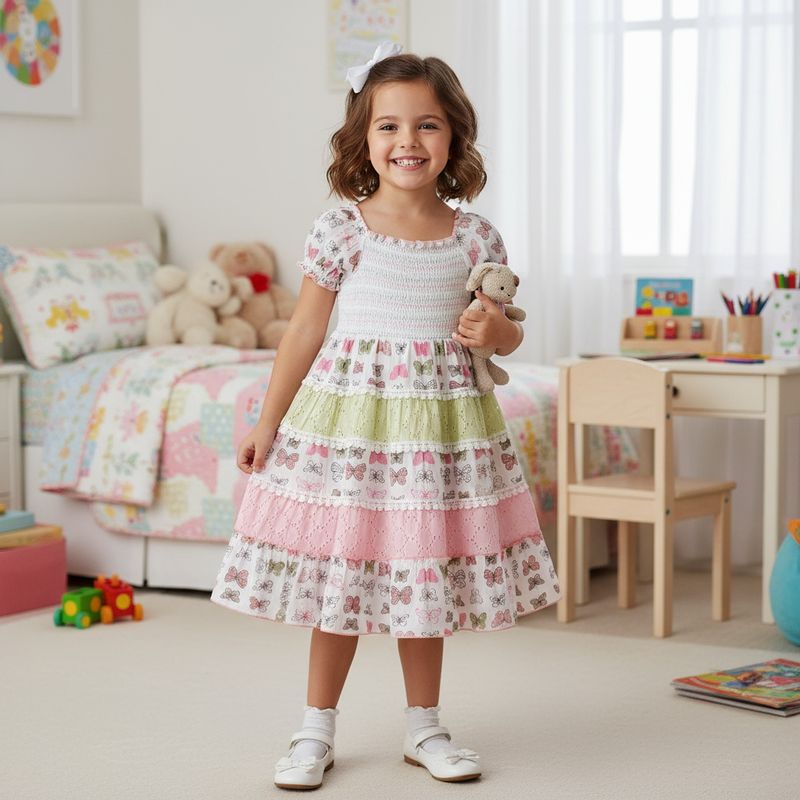 Pastel Butterfly Smocked Cotton