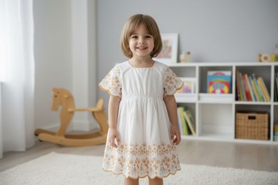 Golden Garden embroidered Cotton Frock