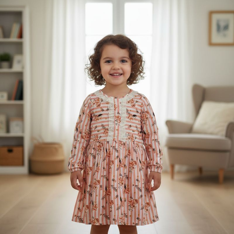 peach floral striped Ryon frock