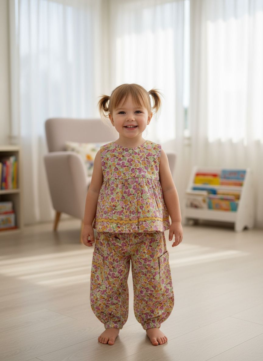 Floral Co-Ord Set Sleeveless Top &amp; Balloon Pants