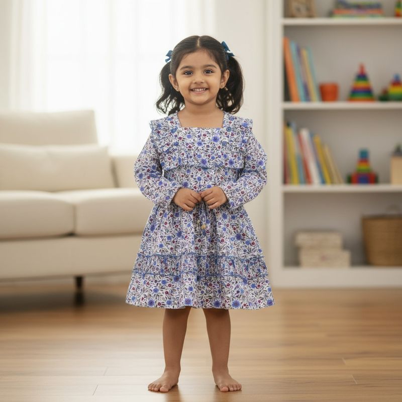 Full-Sleeve Floral Cotton Frock