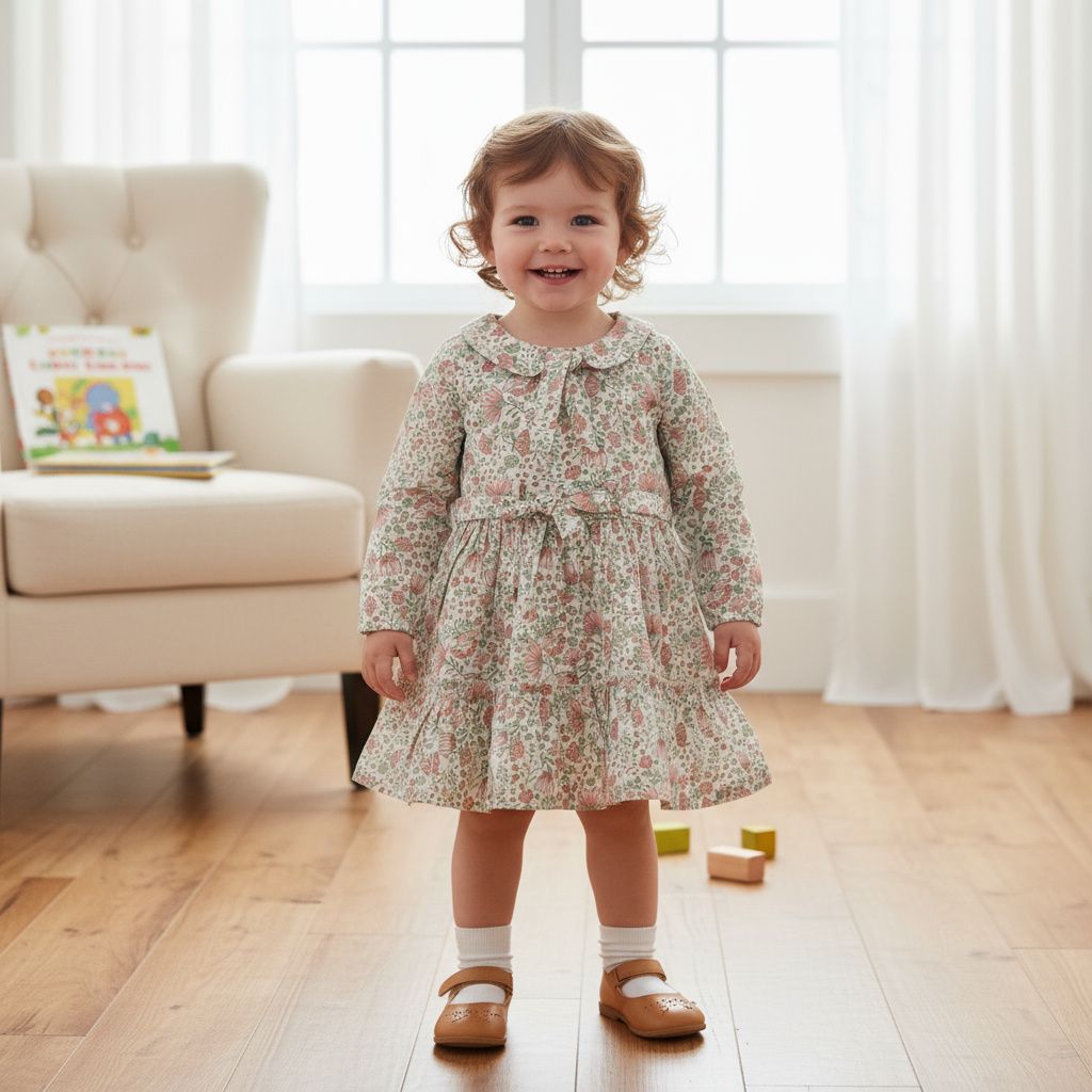 Cotton Floral Long Sleeve Frock