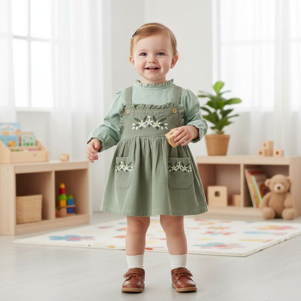 Light Winter Corduroy Dungaree Dress
