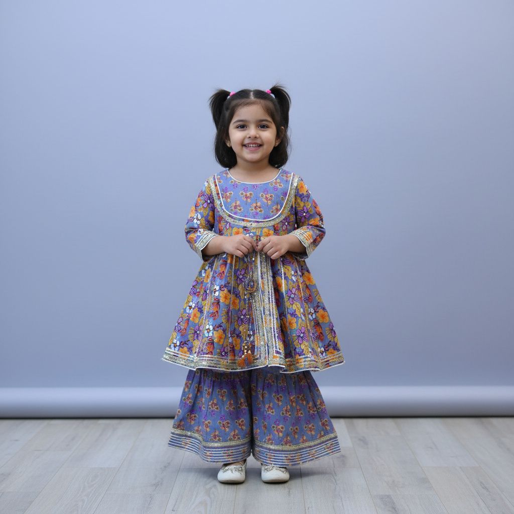 Pure Cotton Floral Printed Sharara Set