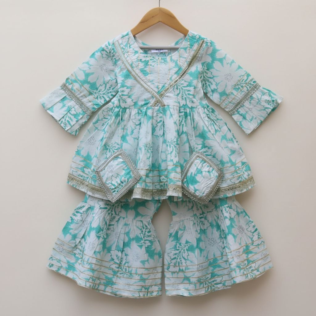 Pure Cotton Floral Printed Sharara Set with Dupatta