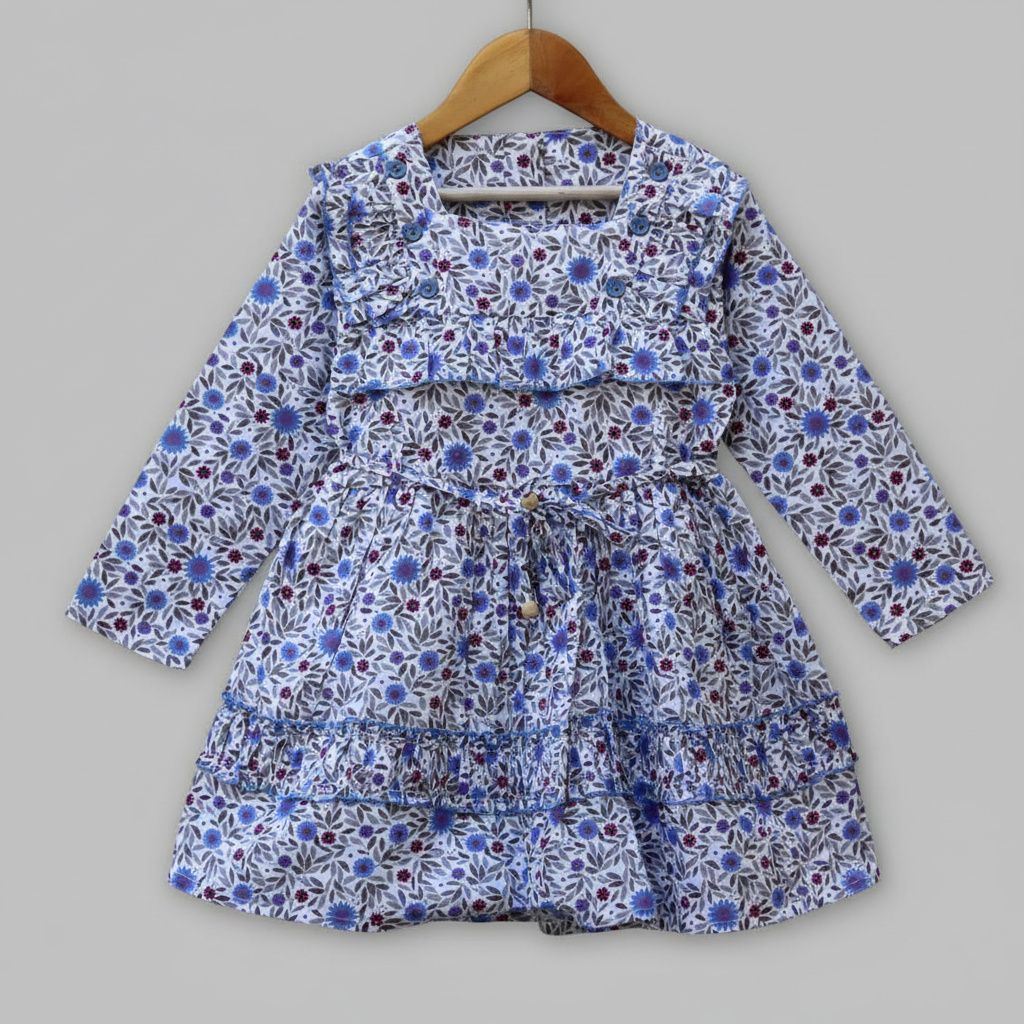 Full-Sleeve Floral Cotton Frock
