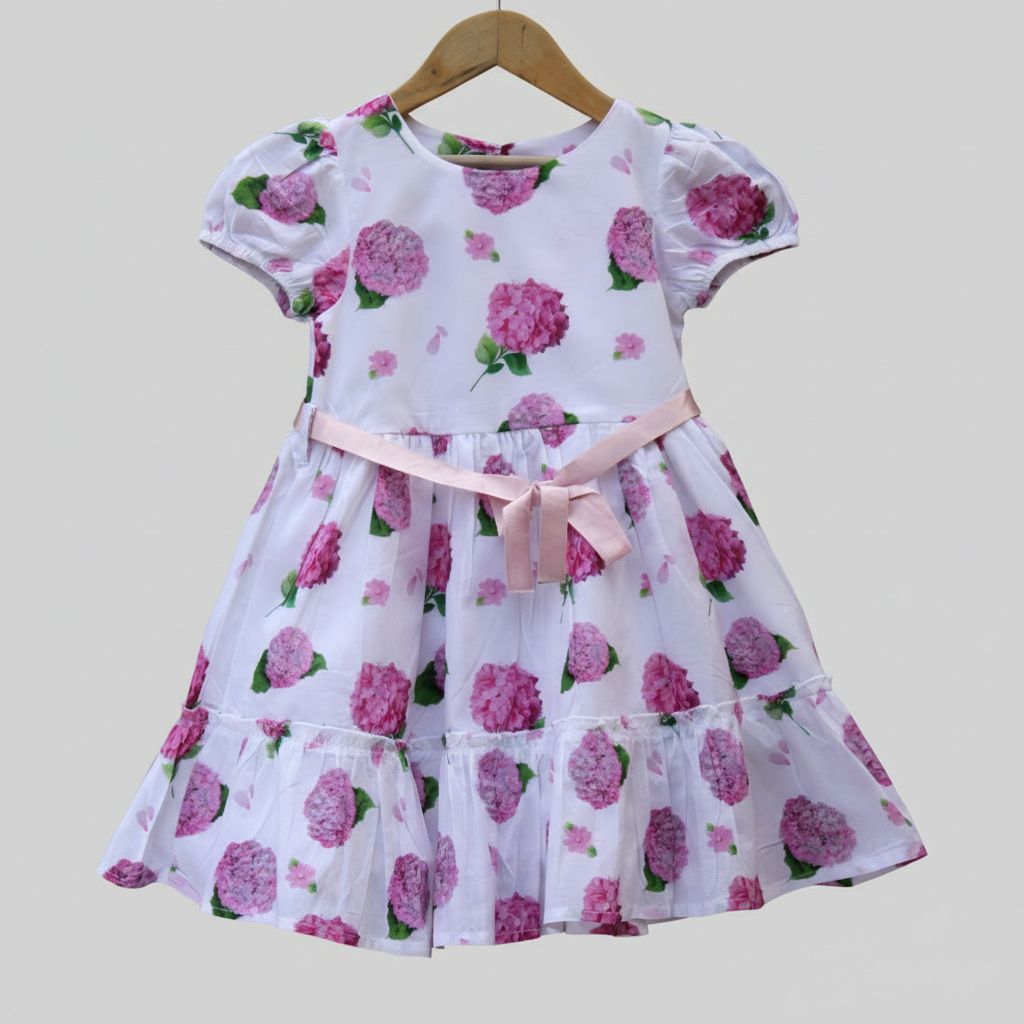 White &amp; Pink Floral Cotton Dress