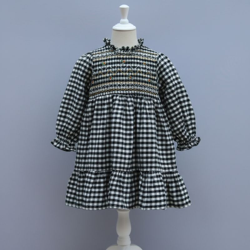 ​Black &amp; White Checkered Cotton Frock