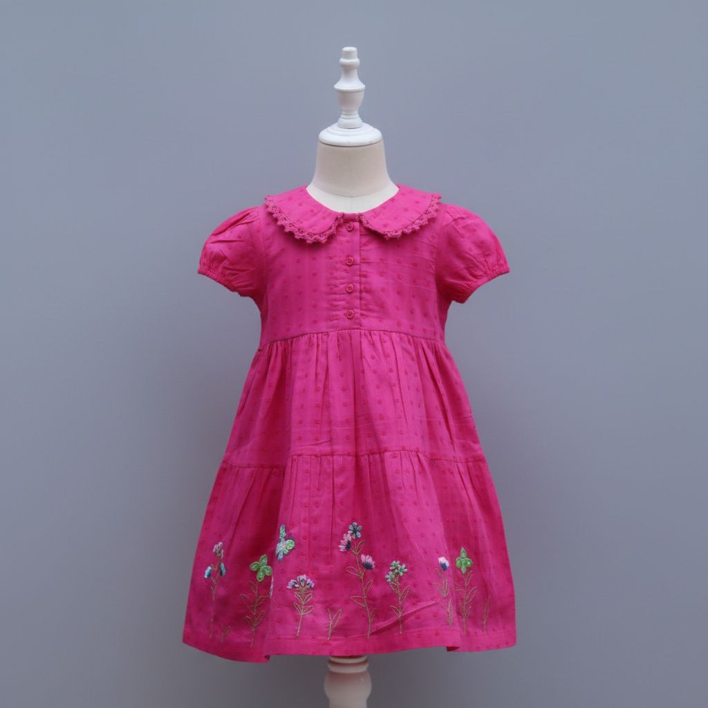 Embroidered Floral Hem &amp; Peter Pan Collar.