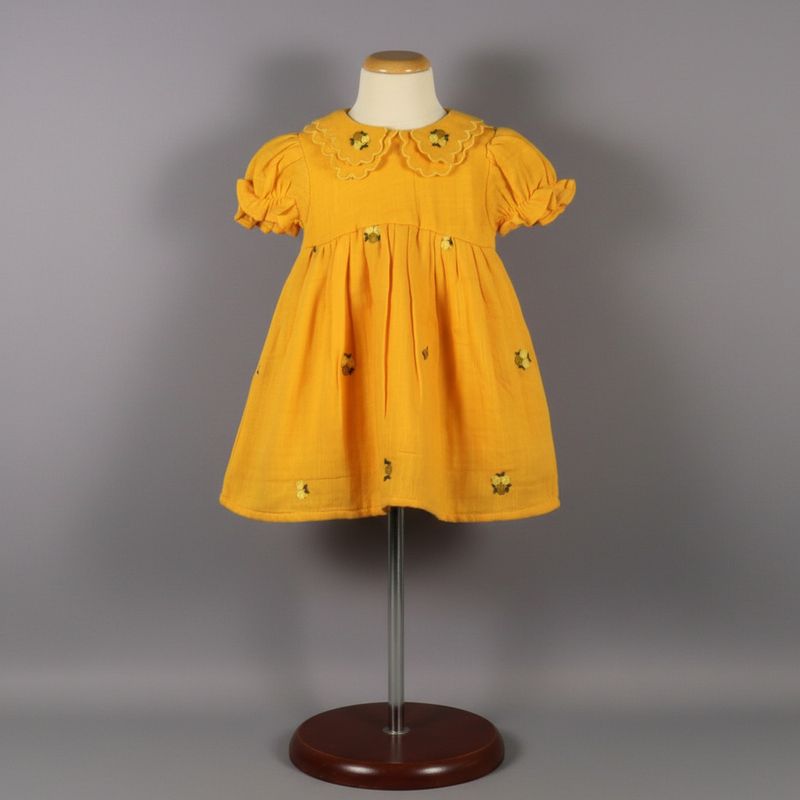 ​Mustard Yellow Embroidered  Frock