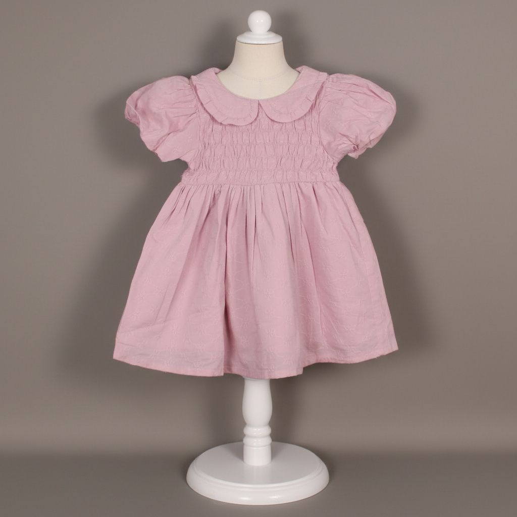 Frockwala Blush Pink Smocked Cotton Frock