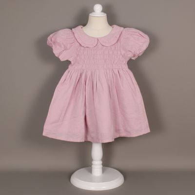 Frockwala Blush Pink Smocked Cotton Frock