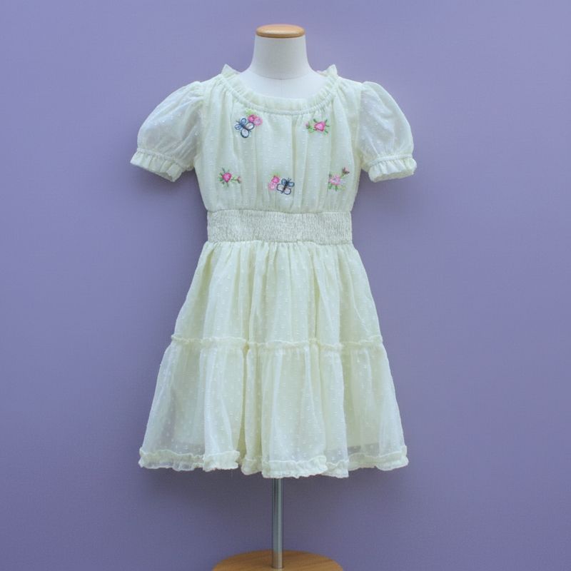 Light Yellow Embroidered butta georgette