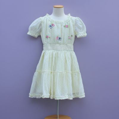 Light Yellow Embroidered butta georgette