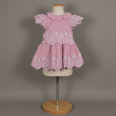 pink embroidered cotton frock