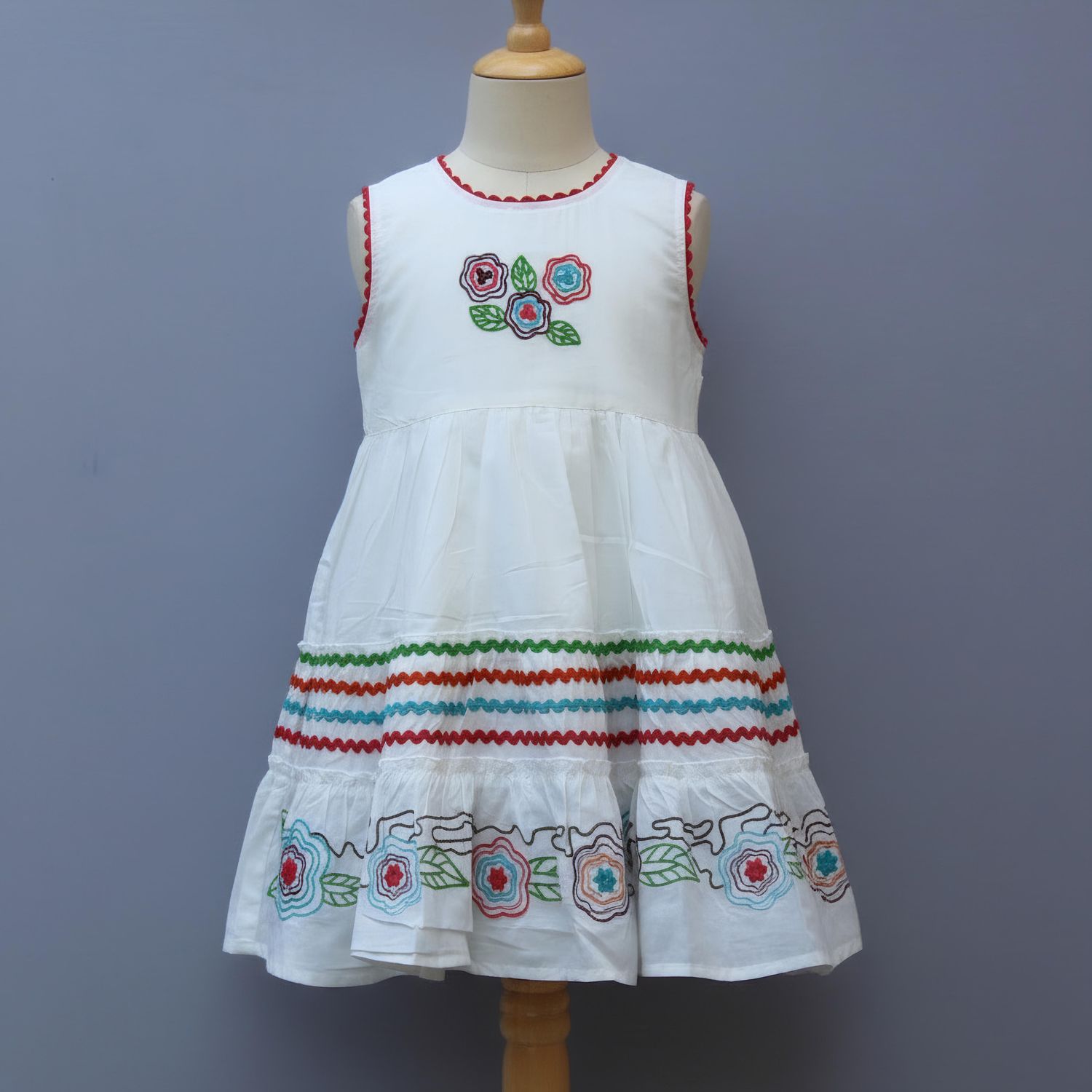White Embroidered Cotton Frock
