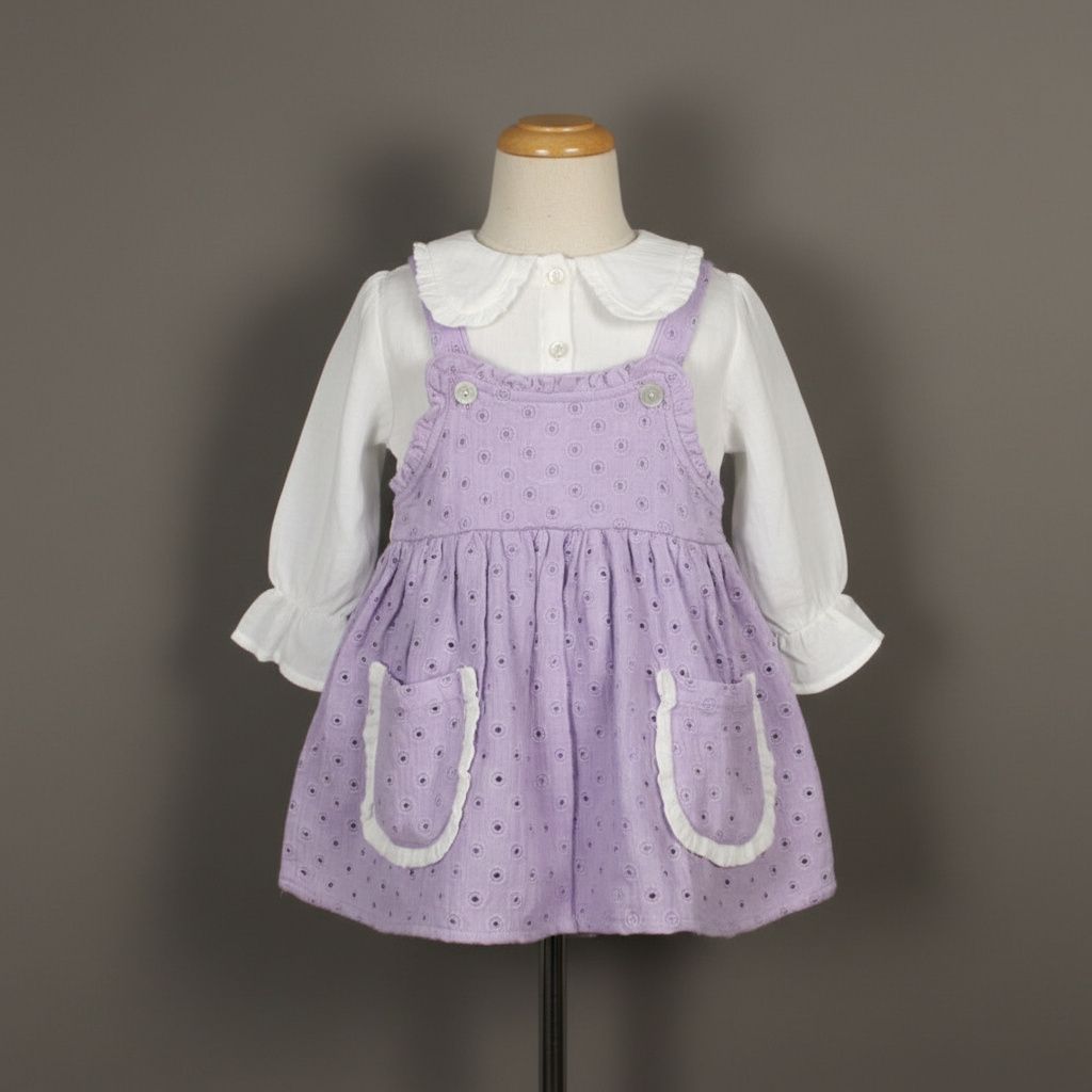 Lavender Cotton Dungaree Dress
