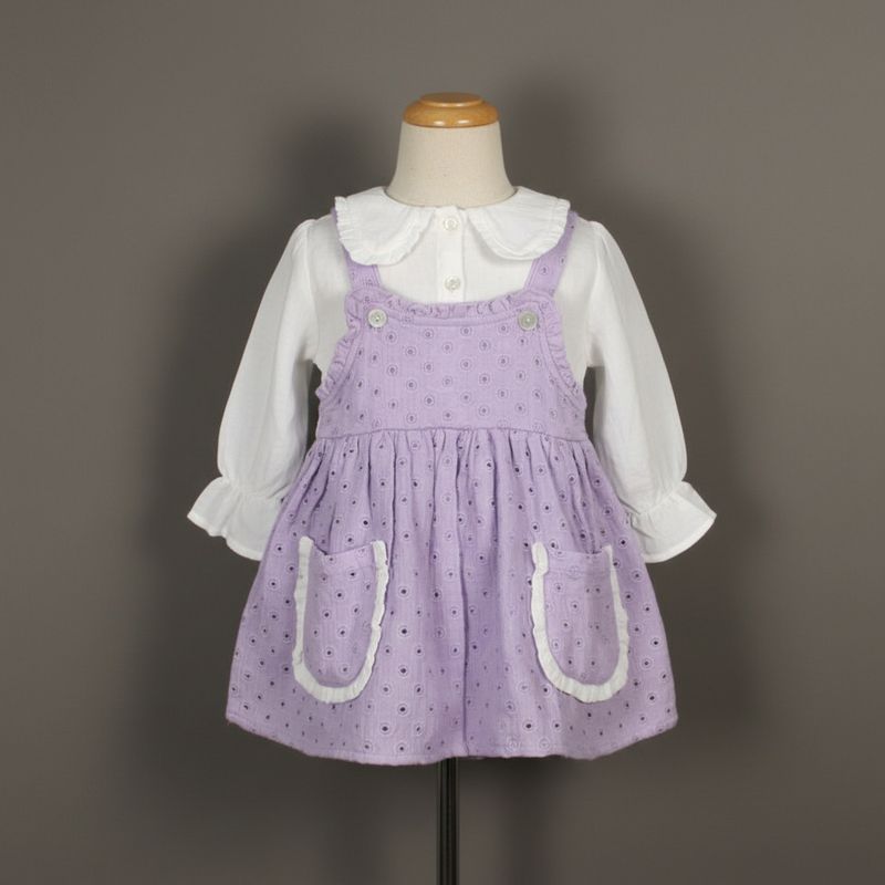 Lavender Cotton Dungaree Dress