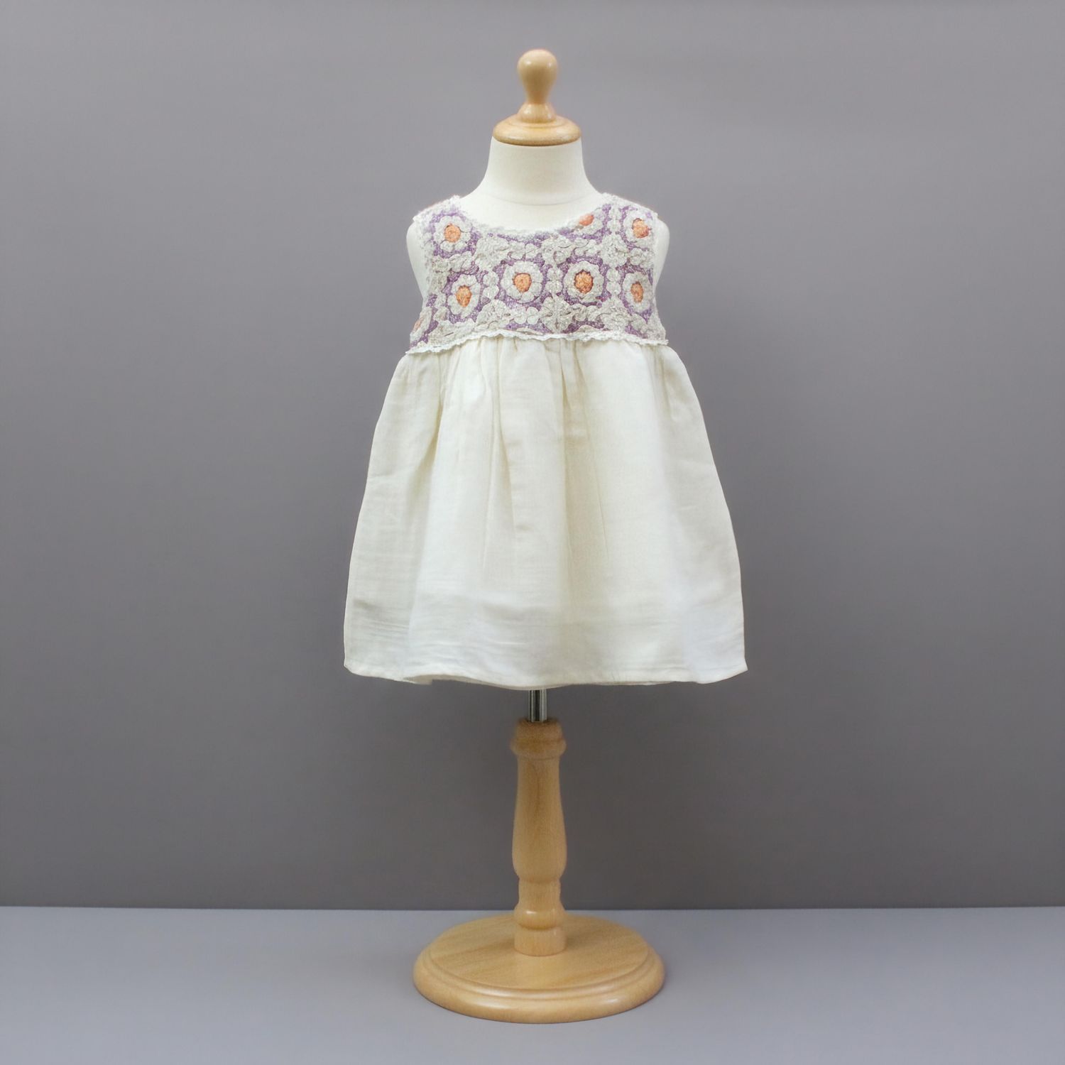 Cotton Frock with Handcrafted Crochet Yoke for Girls