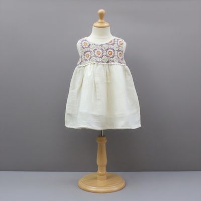 Cotton Frock with Handcrafted Crochet Yoke for Girls
