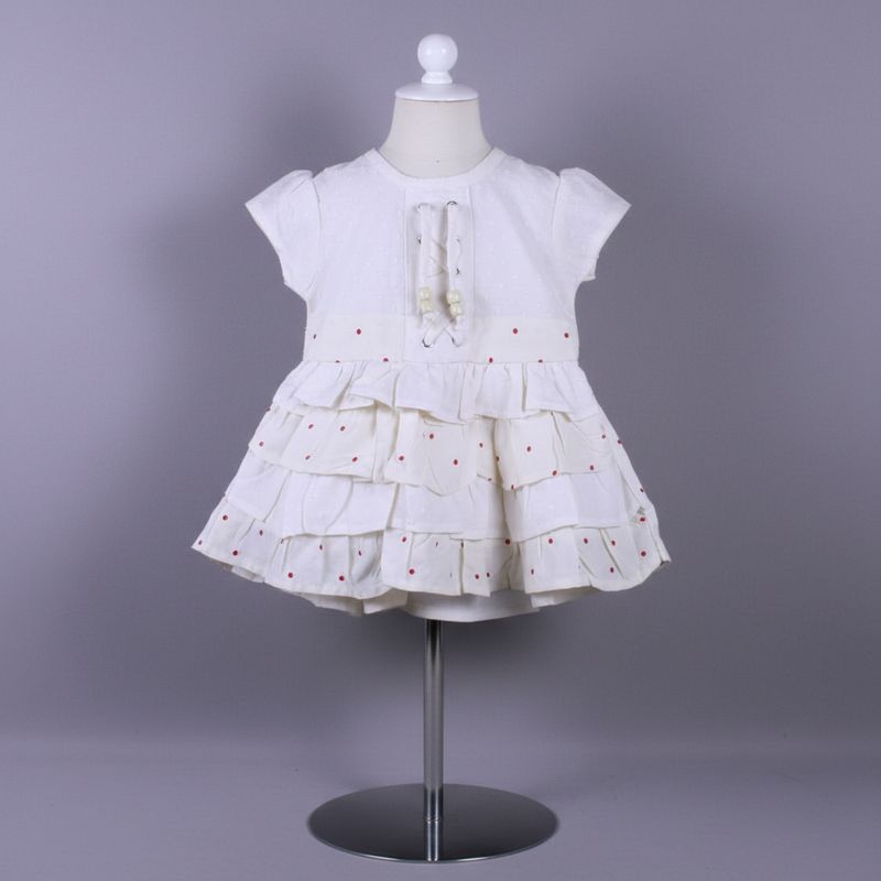 Layered Ruffle Cotton Frock with Bead Detailing for Girls