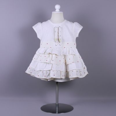 Layered Ruffle Cotton Frock with Bead Detailing for Girls