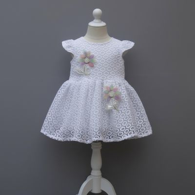 ​White Lace Party Wear Frock for Girls