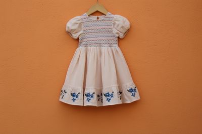 Cream Embroidered Cotton Frock