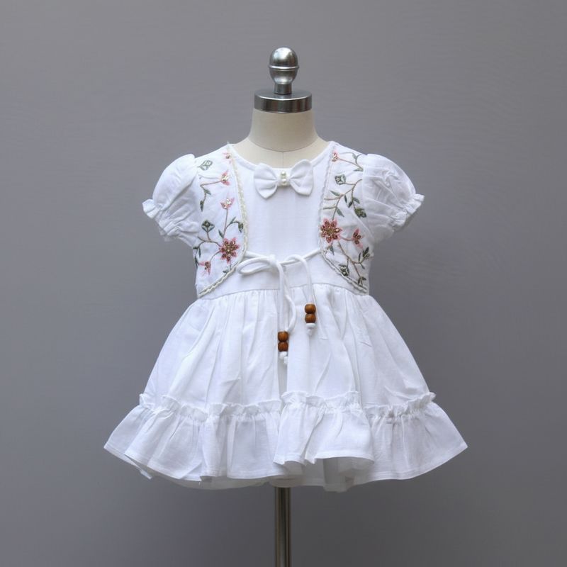 Embroidered below knee Frock with Jacket