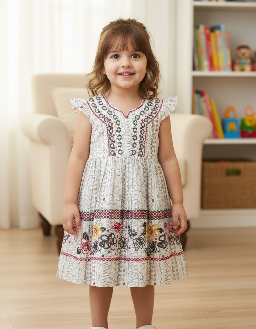 Pure Cotton Baby Girl Embroidered Frock | Soft &amp; Stylish Kids Dress
