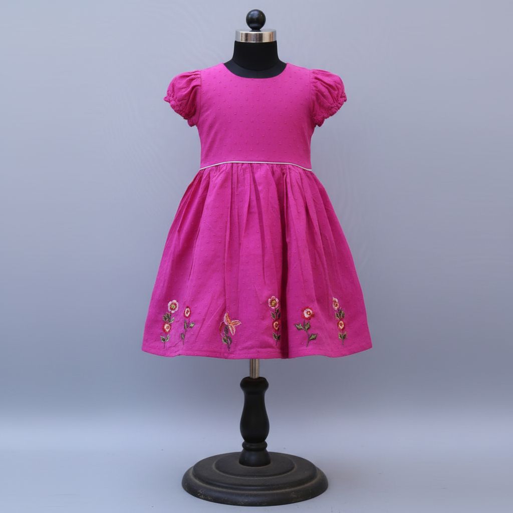 Pink Embroidered Frock | Soft &amp; Comfortable