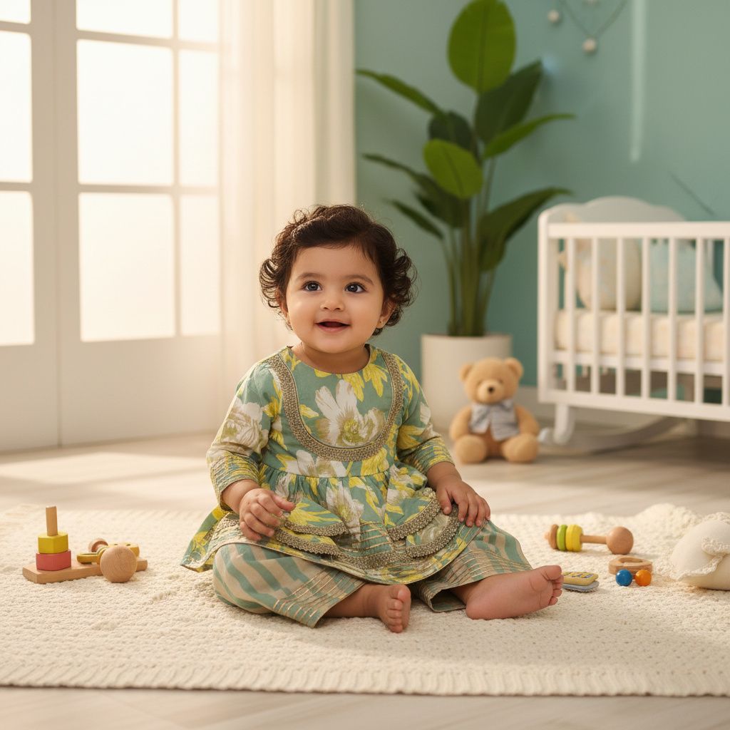 Floral Printed Kurti &amp; Sharara Set | Pure Cotton Ethnic Dress