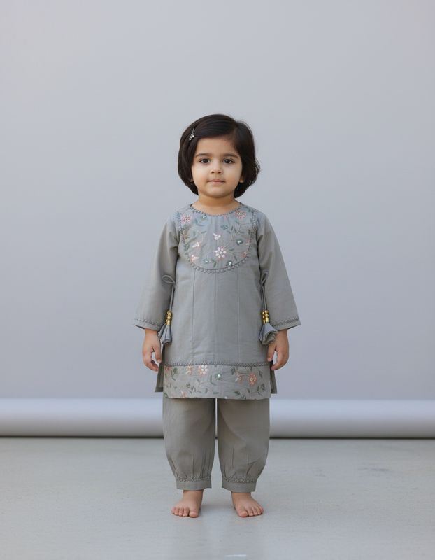 Premium Embroidered Baby Girl Kurti Pant Set | Soft Cotton Ethnic Wear