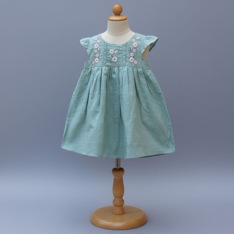 Mint Green Embroidered Cotton Dress – Soft &amp; Elegant