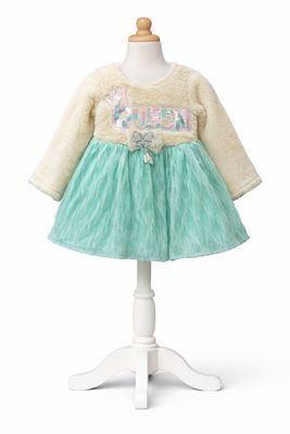 Party Wear Frock – Soft Fur Bodice &amp; Sparkling Net Skirt