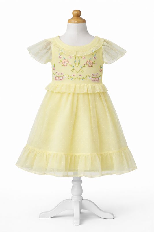 Girls Embroidered  Party Wear Frock – Soft, Elegant &amp; Princess-Style Outfit