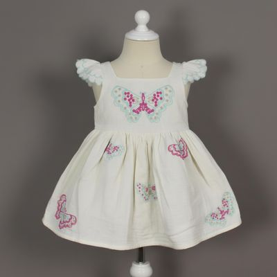 Butterfly Embroidered Cotton Dress