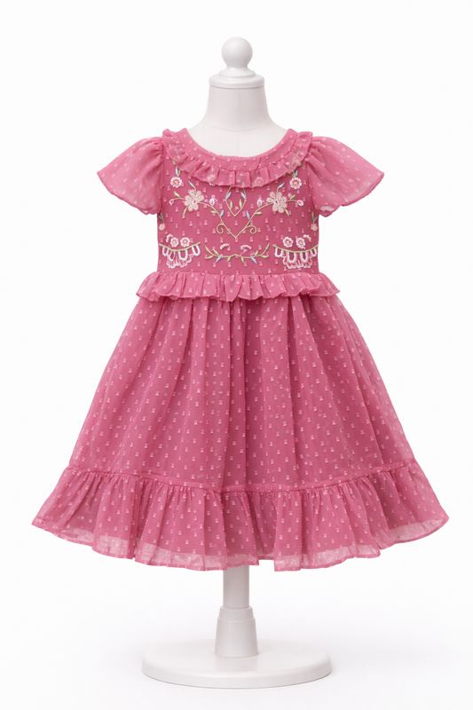 Girls Embroidered Party Wear Frock – Soft, Elegant &amp; Princess-Style Outfit