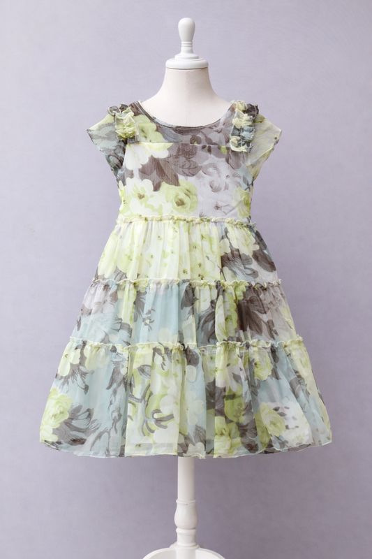 🌿 Floral Layered Party Wear Frock – Soft, Elegant &amp; Fully Lined for Comfort