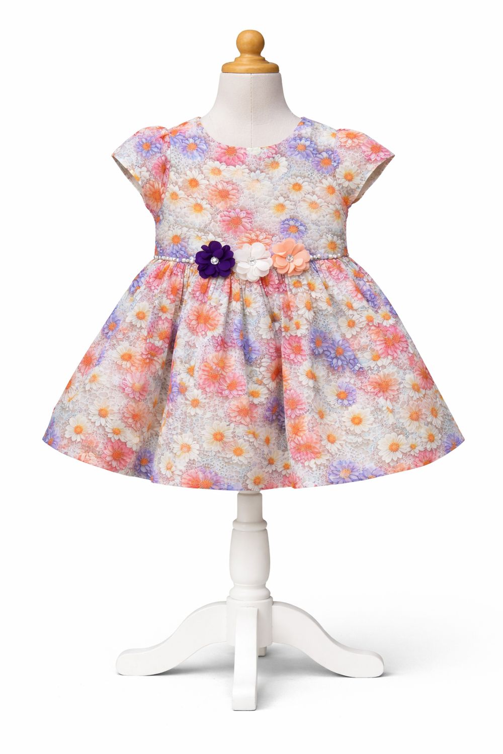 ​🌼 Baby Girls Floral Party Dress (Multicolor Daisy Print)