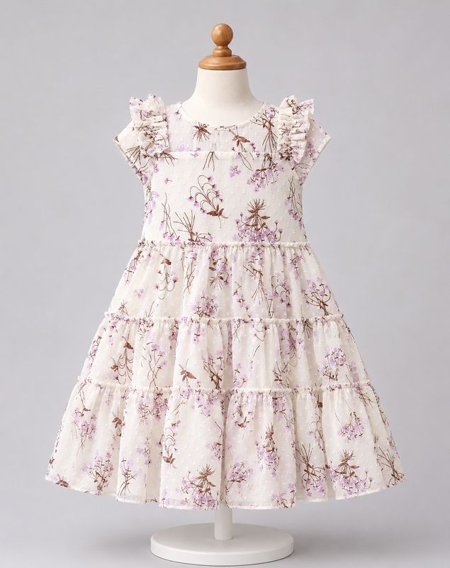 🌸 Girls Floral Layered Maxi Dress with lined cotton (Elegant Frill Style)